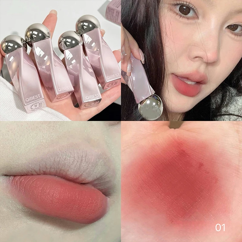 Matte Velvet Lip Tint Long Lasting - QIBEST Rossetto Liquido Opaco Vellutato, Tinta