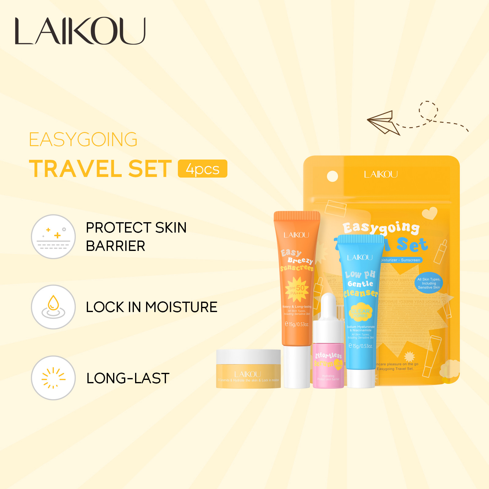 4PCS Laikou Ceramide Tuta da v - Hyaluronic Acid Facial Serum recensione e prezzo